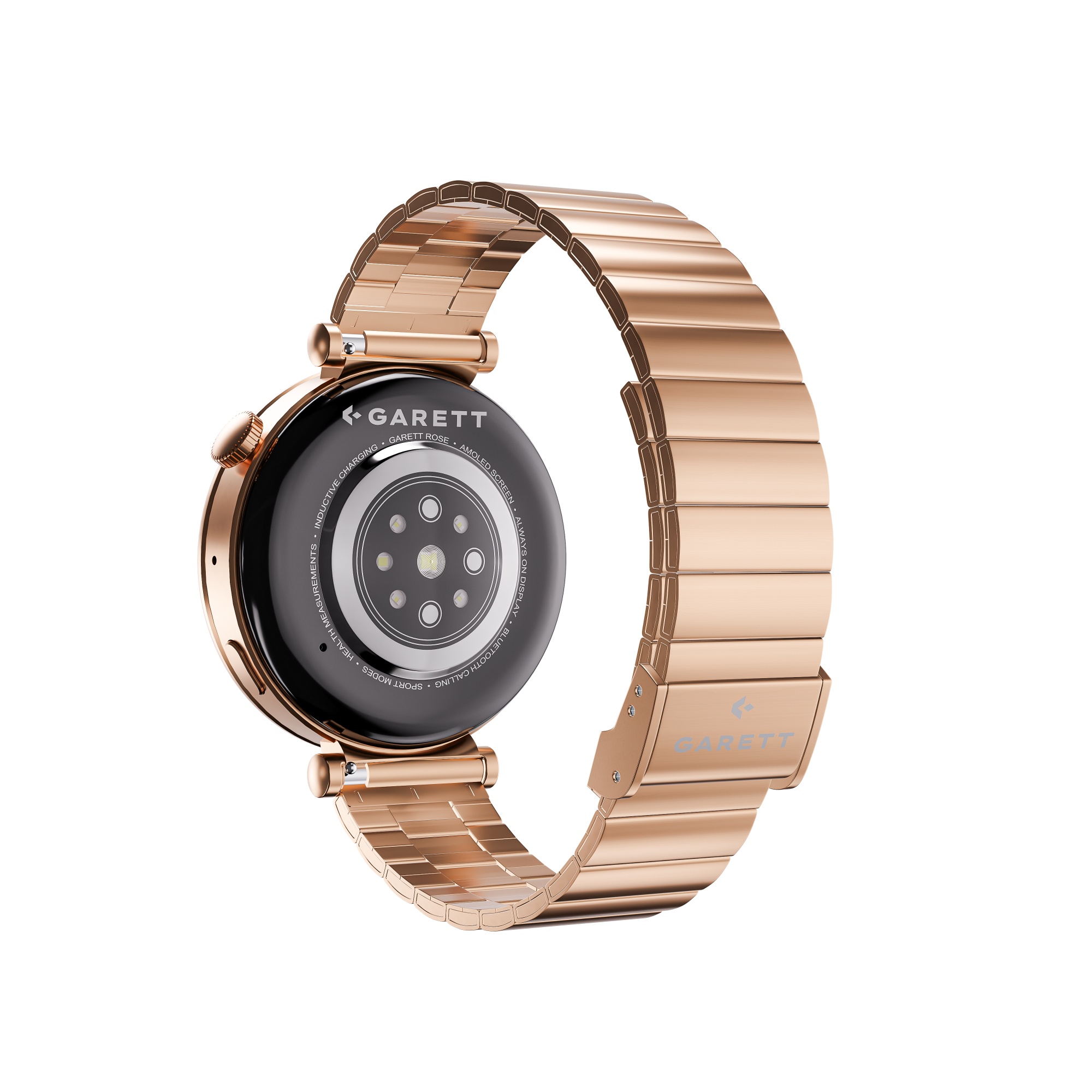 Garett Rose smartwatch oro rosa AMOLED bracciale+pelle