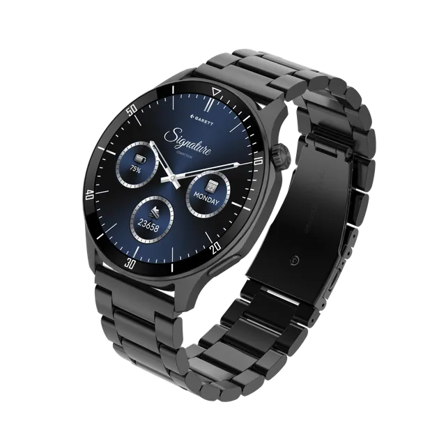 Garett Prime smartwatch nero acciaio pelle AMOLED
