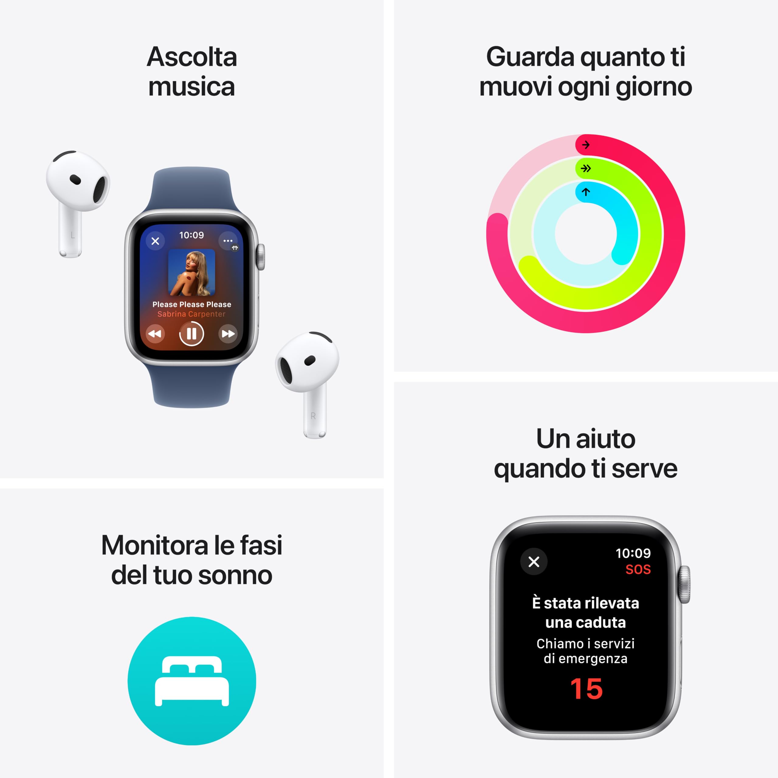 Apple Watch SE 2ª gen. smartwatch GPS 40 mm argento fitness