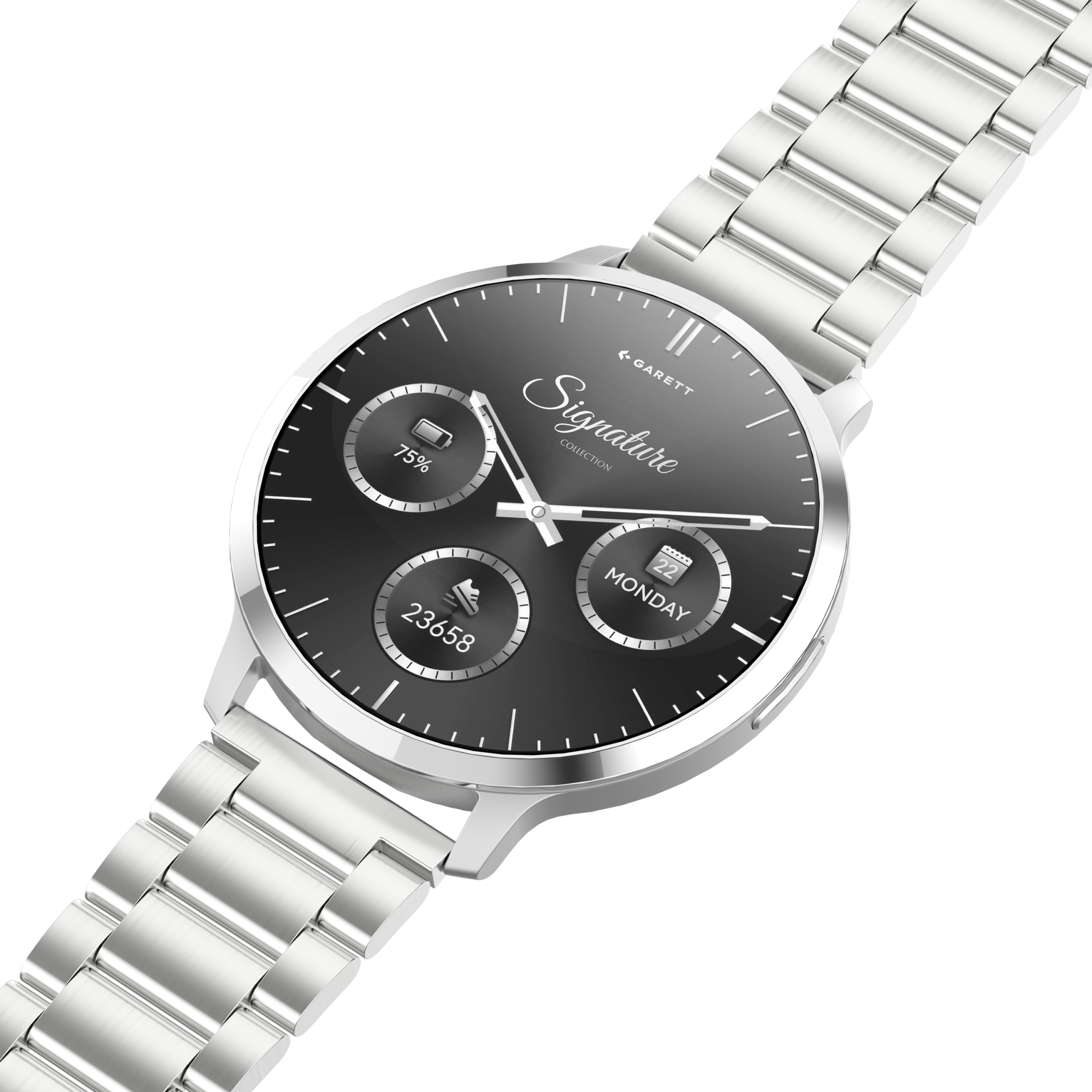 Garett Edge smartwatch argento cinturino pelle AMOLED