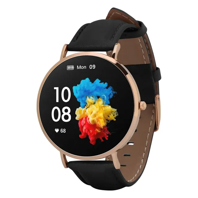 Garett Verona smartwatch AMOLED oro-nero pelle