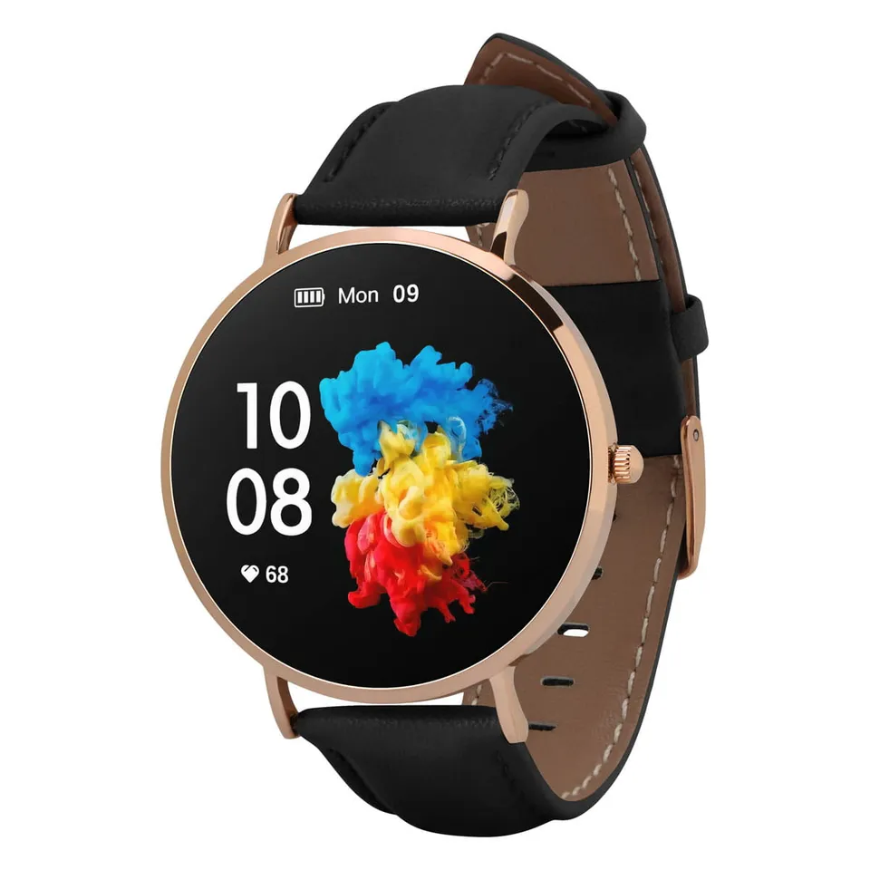 Garett Verona smartwatch AMOLED oro-nero pelle