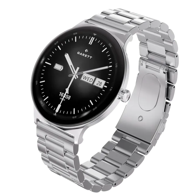 Garett Quantum smartwatch acciaio argento AMOLED