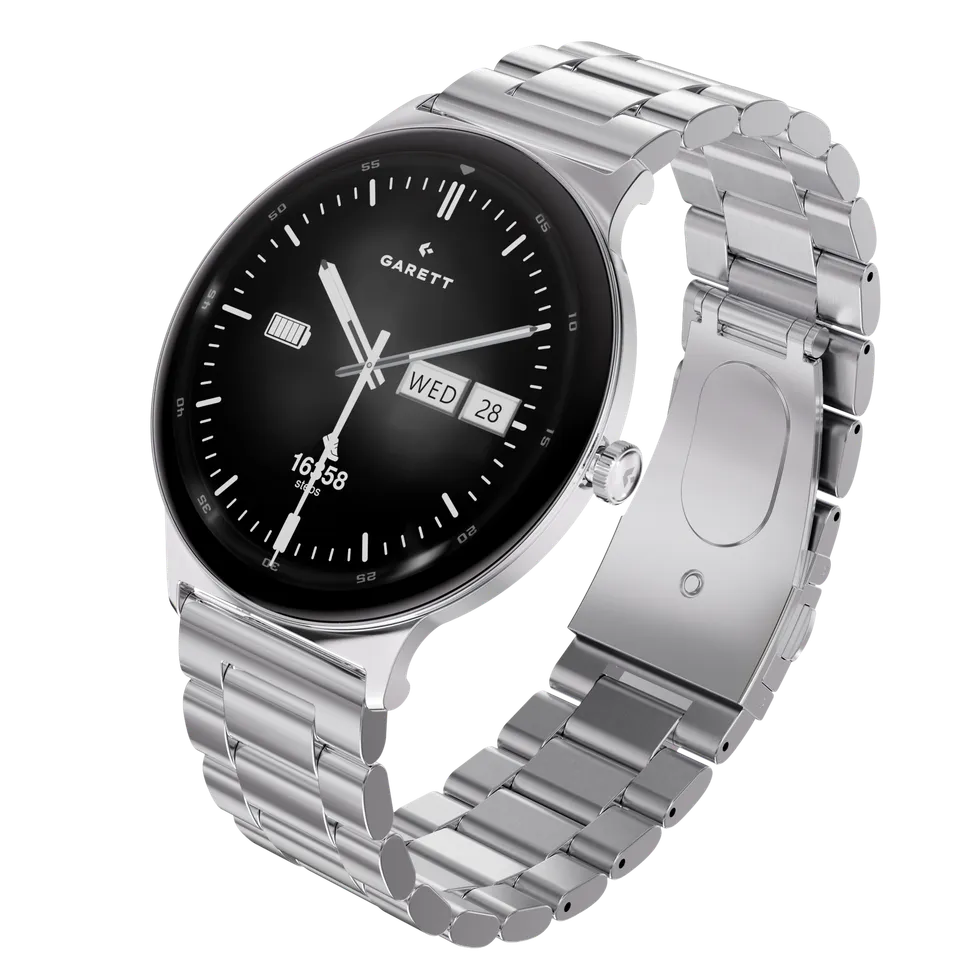 Garett Quantum smartwatch acciaio argento AMOLED