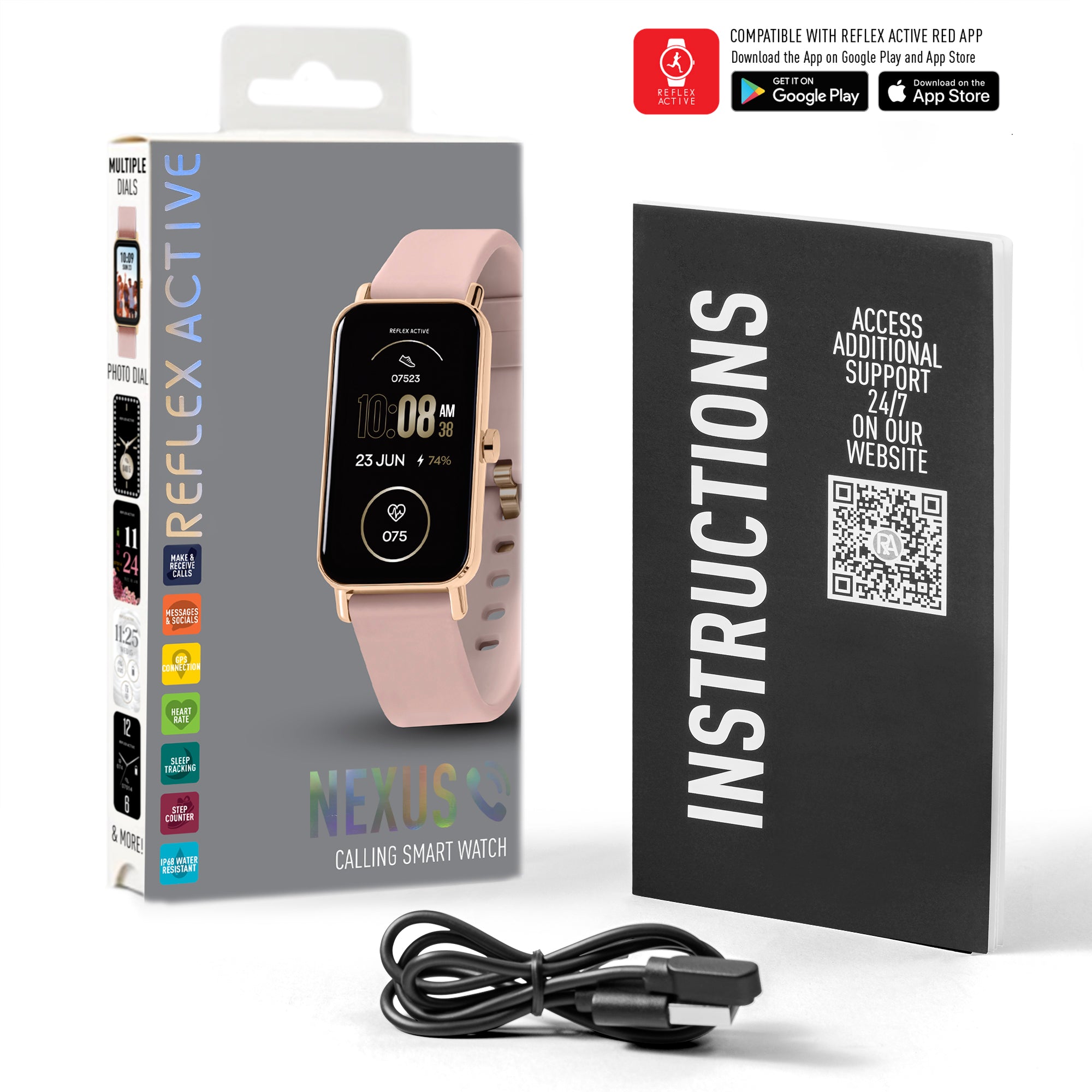 Reflex Active Nexus RA-NX-100S-05 smartwatch chiamate cinturino rosa