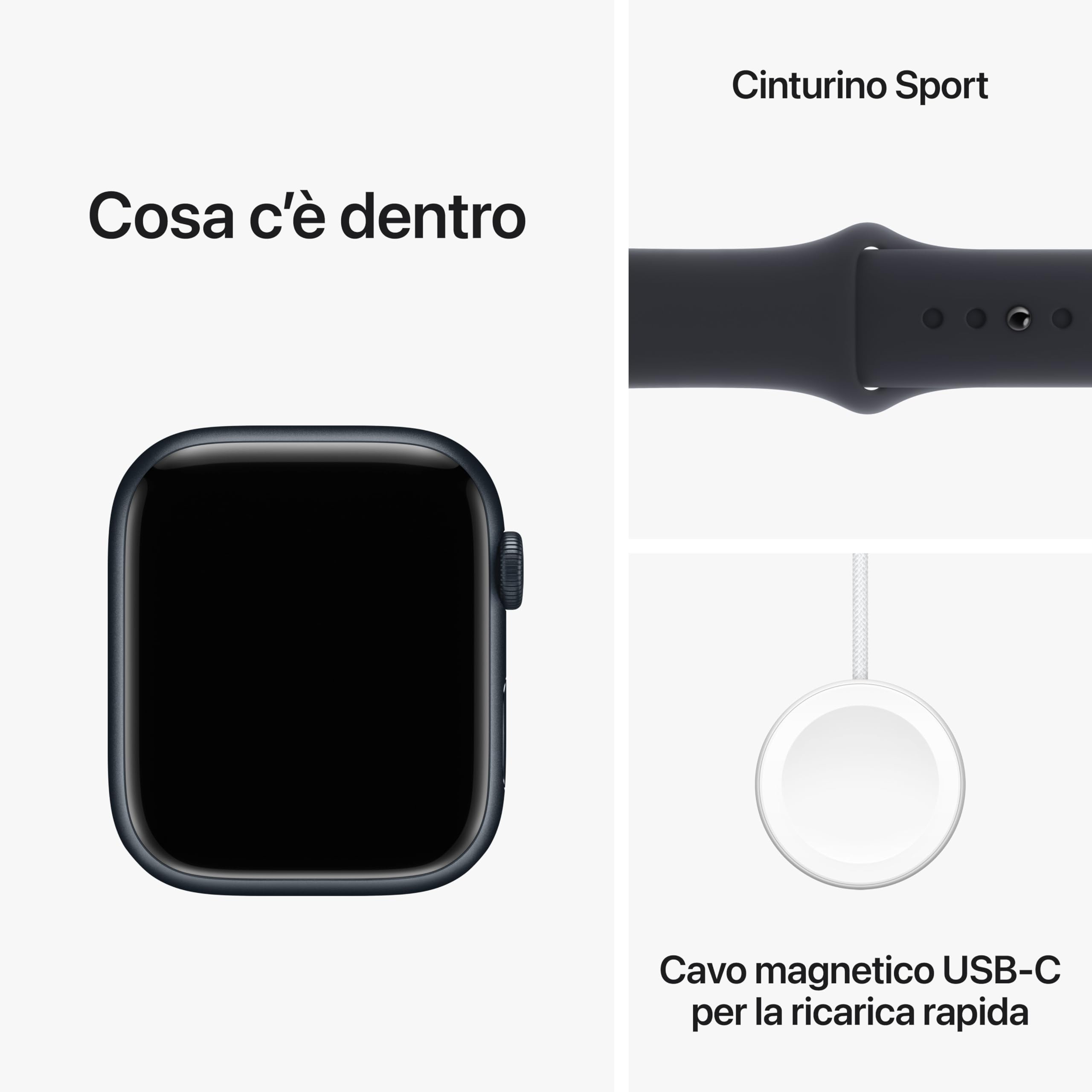 Apple Watch Series 9 GPS Cellular 45mm smartwatch mezzanotte ECG