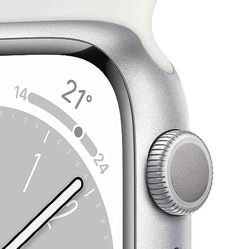 Apple Watch Series 8 GPS 45mm smartwatch argento cinturino bianco ossigeno