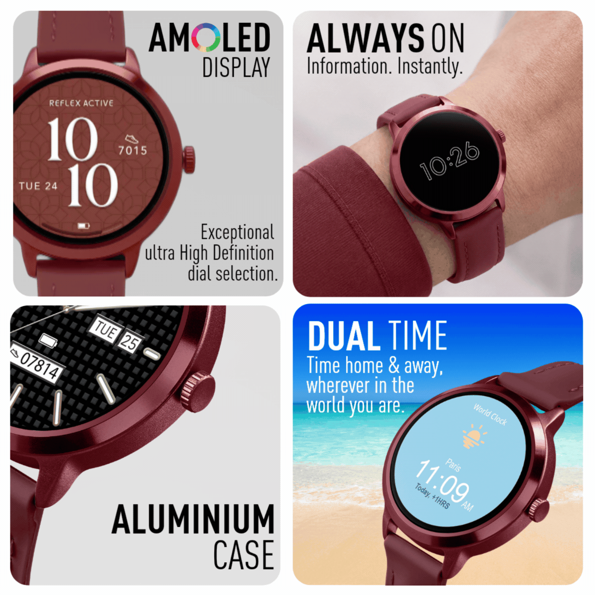 Reflex Active Spectra smartwatch dark berry amoled
