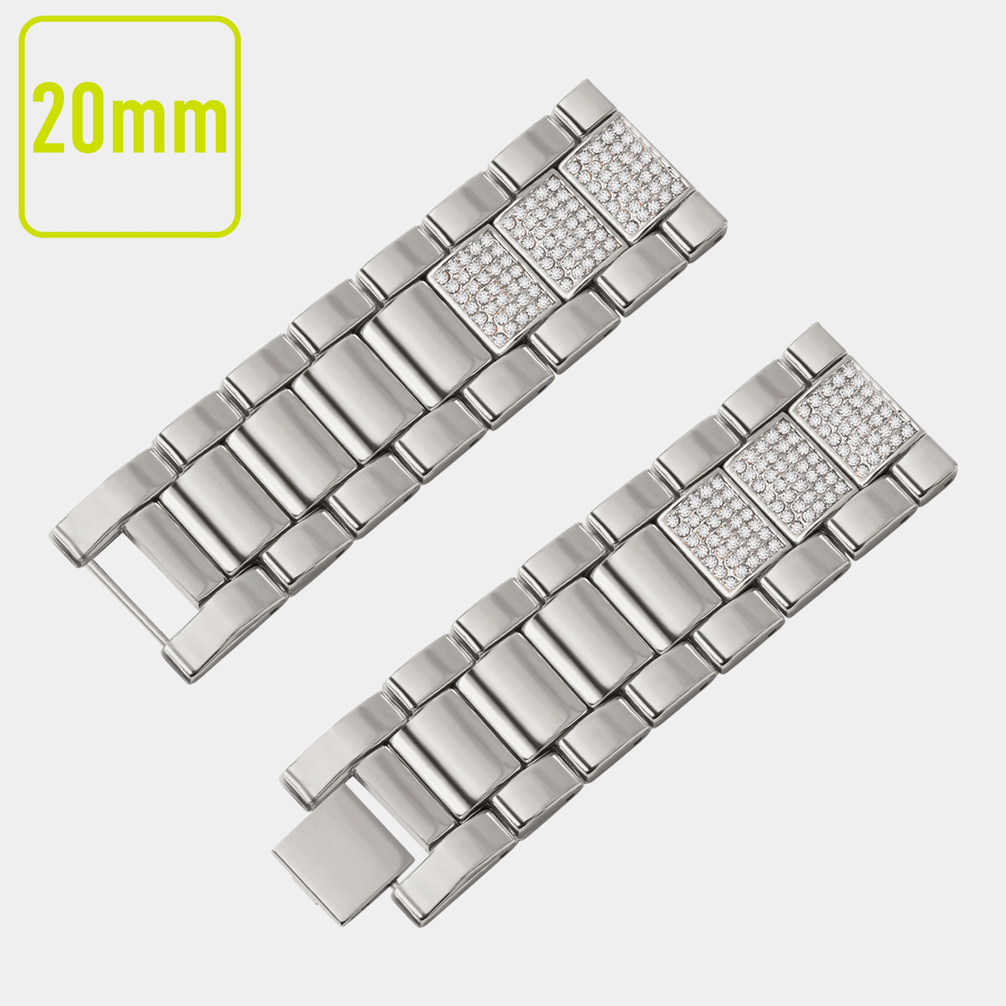 Reflex Active cinturino gioiello 20mm argento con cristalli