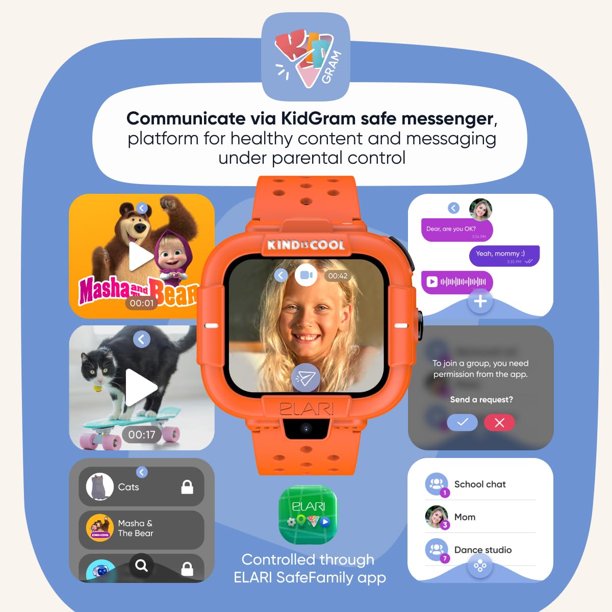 Elari KidPhone Masha e Orso smartwatch bambini 4G arancione GPS