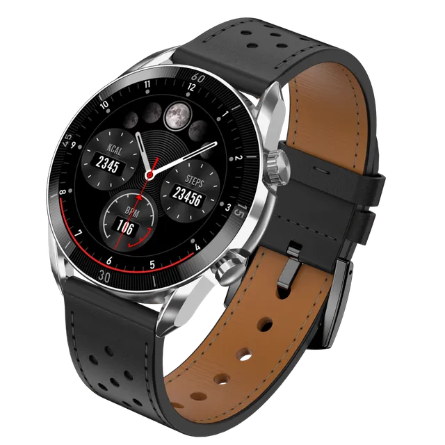 Garett V10 smartwatch pelle argento-nero AMOLED