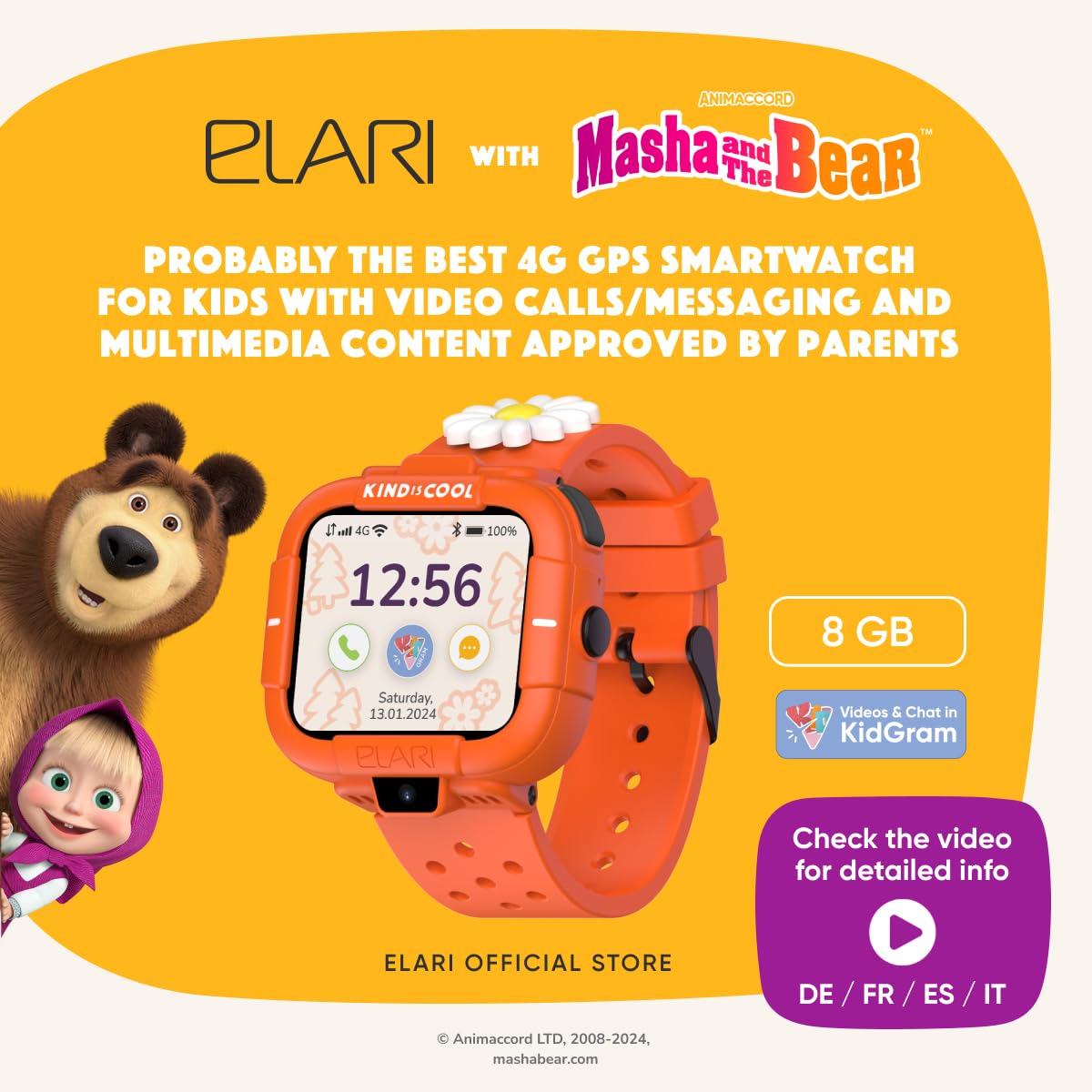 Elari KidPhone Masha e Orso smartwatch bambini 4G arancione GPS