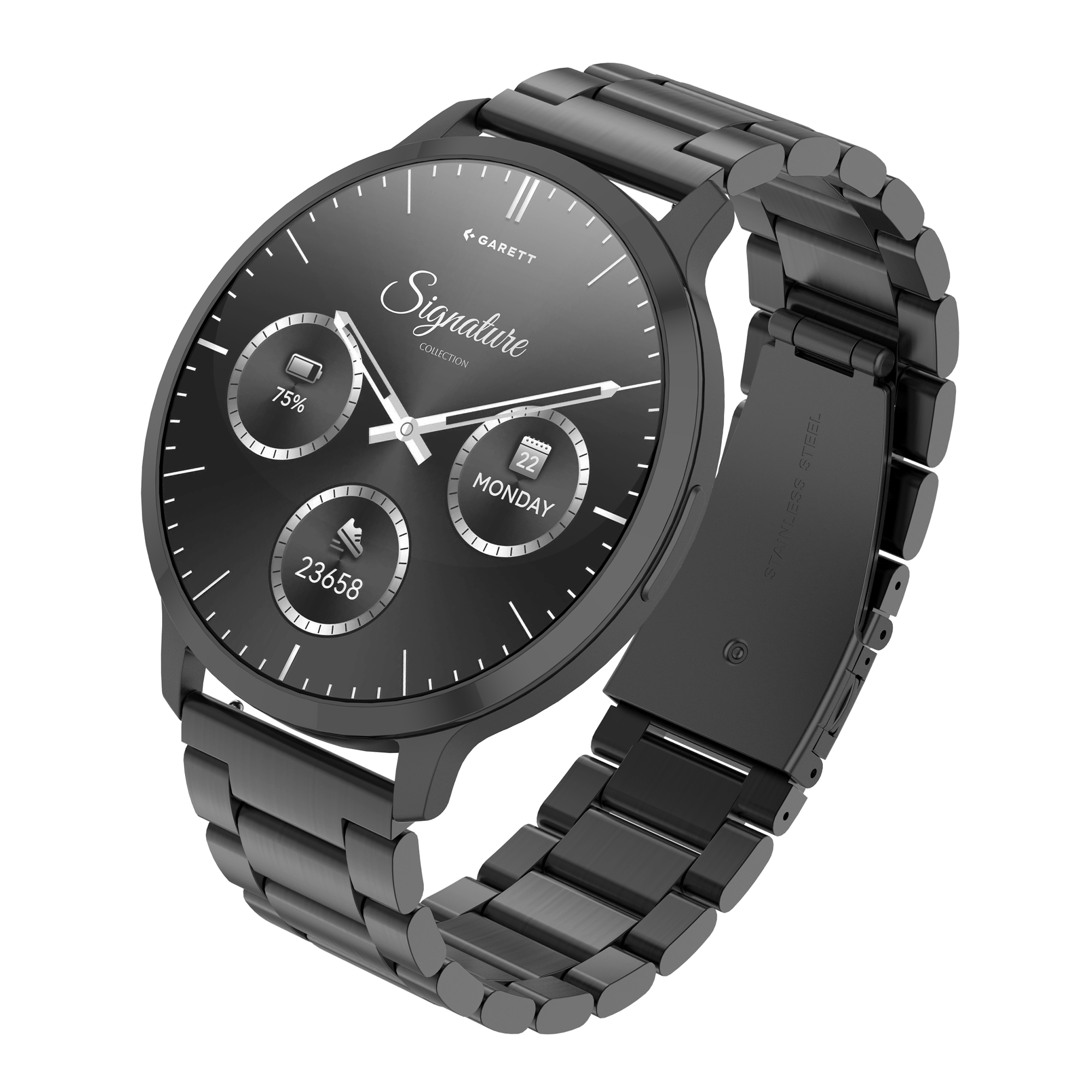Garett Edge smartwatch nero acciaio con AMOLED