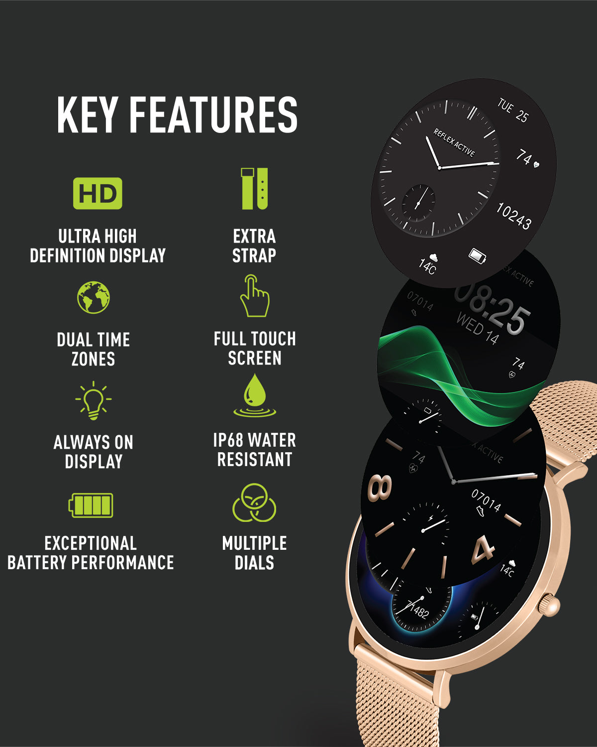 Reflex Active Spectra 300 R Slim smartwatch rosa set
