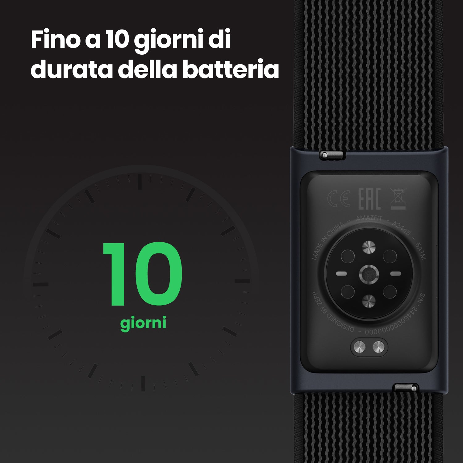 Amazfit Helio Strap fitness tracker nero 10 giorni
