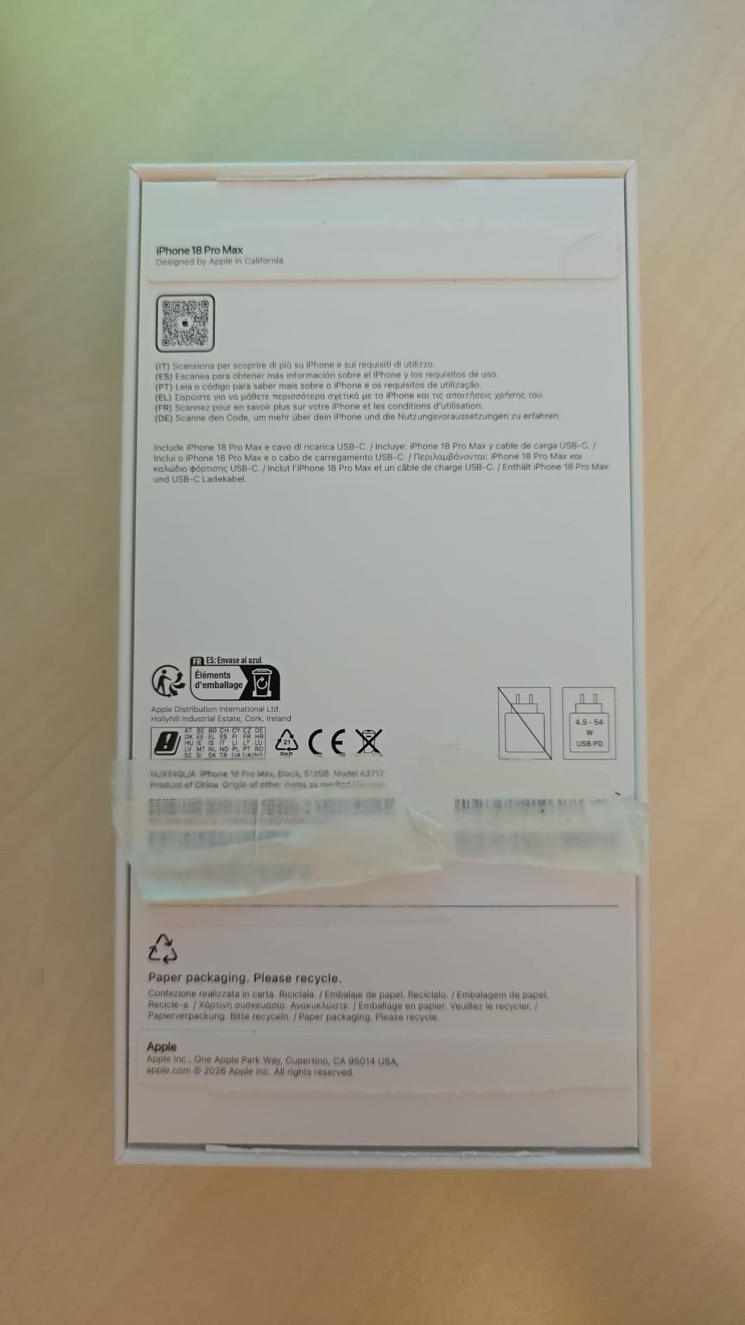 Apple iPhone 18 Pro Max 256 GB smartphone argento