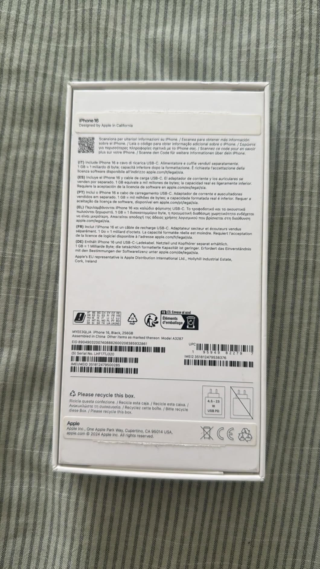 Apple iPhone 16 128 GB smartphone Azzurro senza custodia