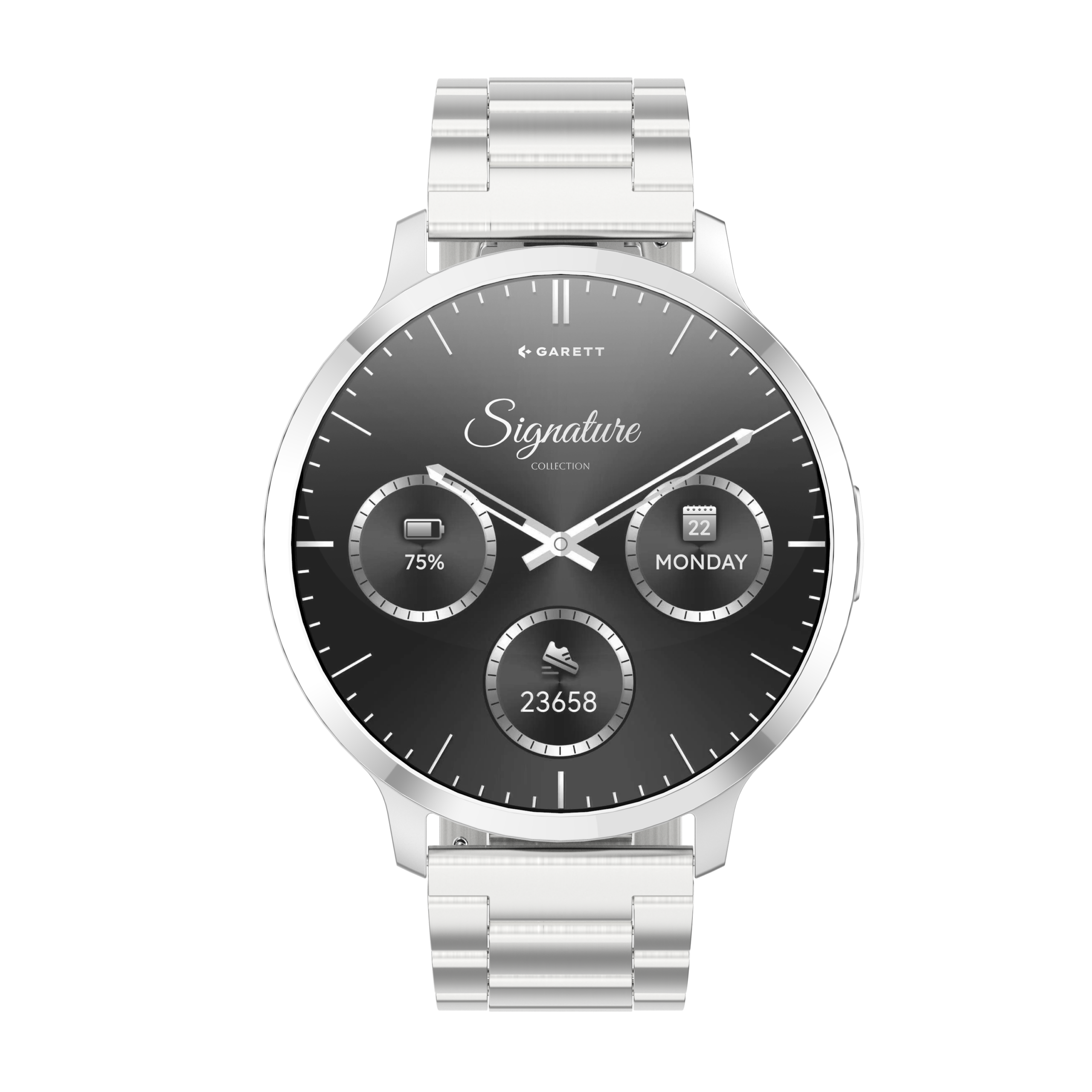Garett Edge smartwatch argento cinturino pelle AMOLED