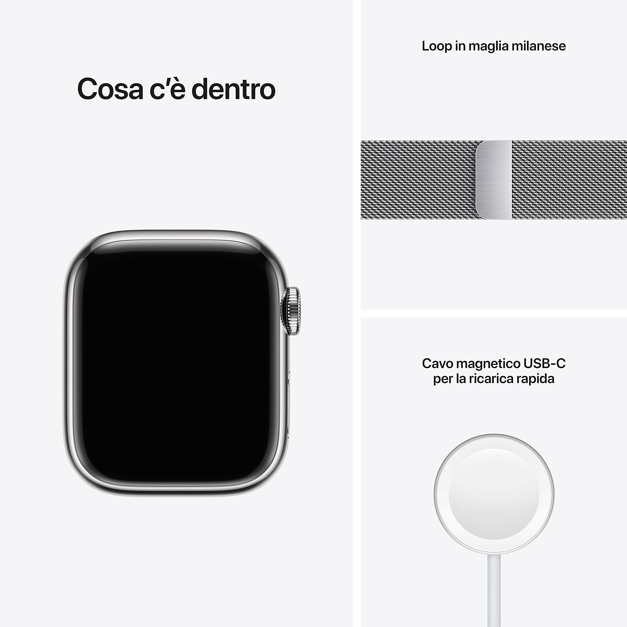 Apple Watch Series 7 GPS Cellular 41mm smartwatch argento milanese