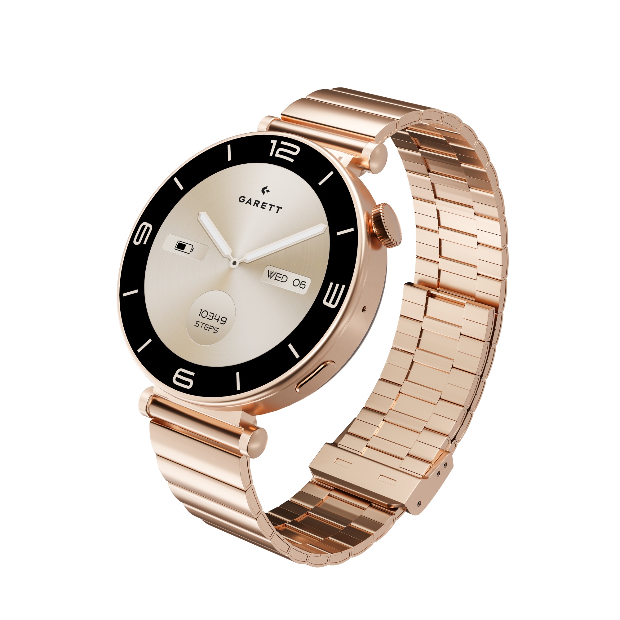 Garett Rose smartwatch oro rosa AMOLED bracciale+pelle
