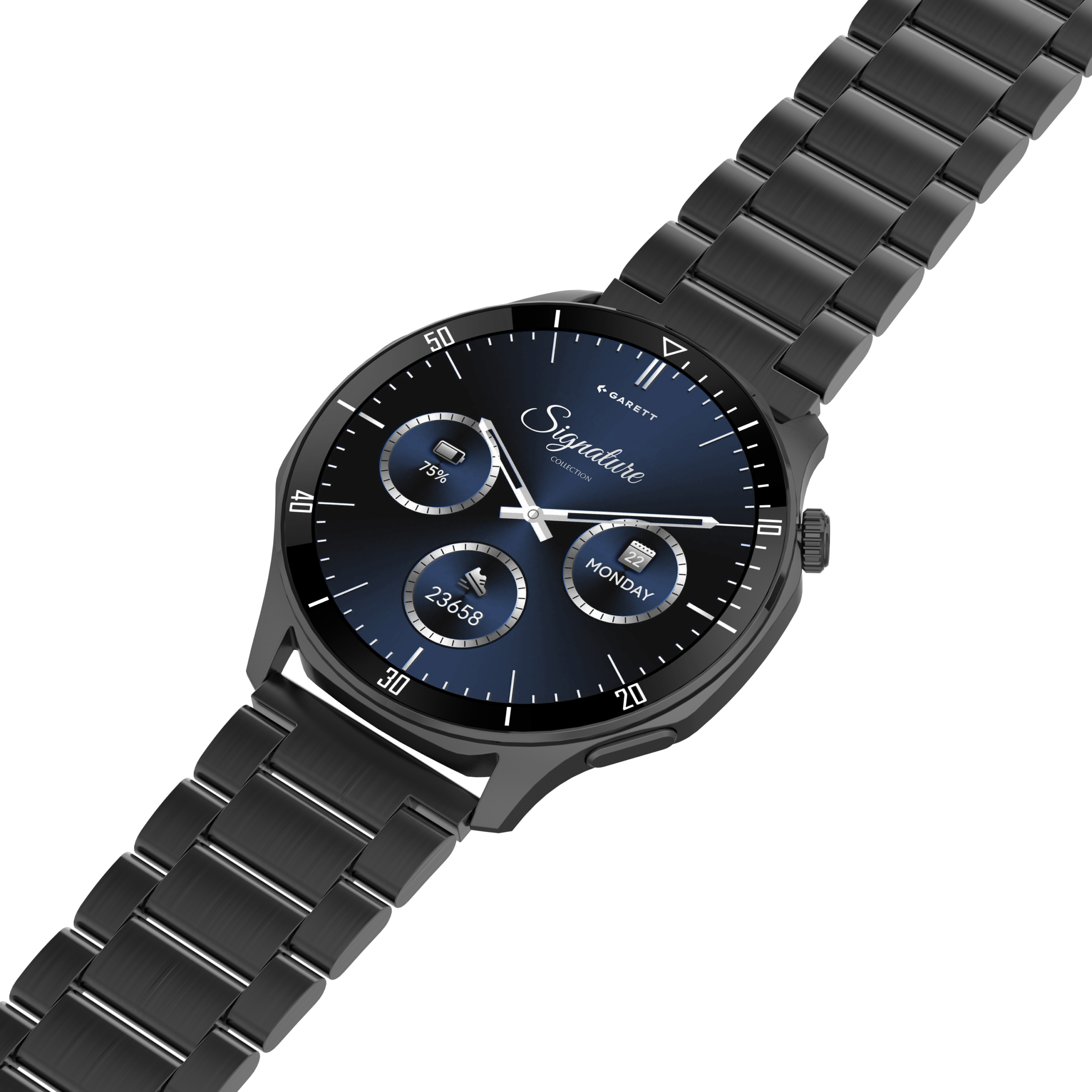 Garett Prime smartwatch nero acciaio pelle AMOLED