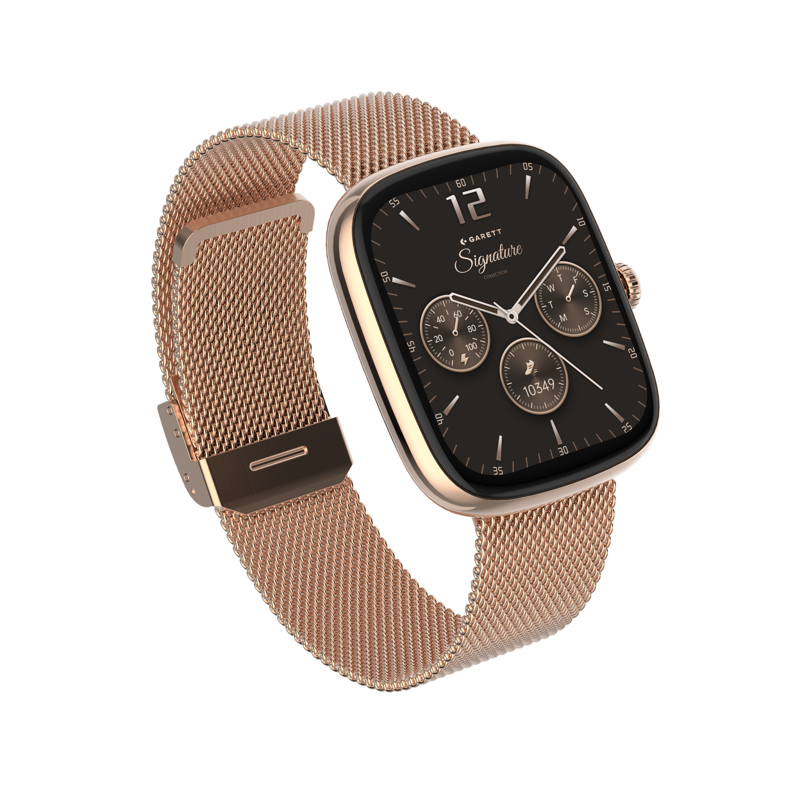 Garett Flow smartwatch oro rosa mesh AMOLED
