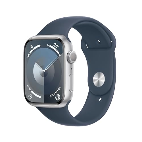 Apple Watch Series 9 GPS 45mm smartwatch argento blu tempesta