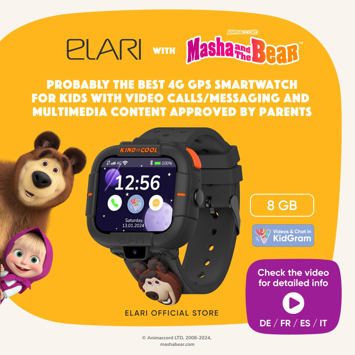 Elari KidPhone Masha e Orso smartwatch bambini nero 4G GPS