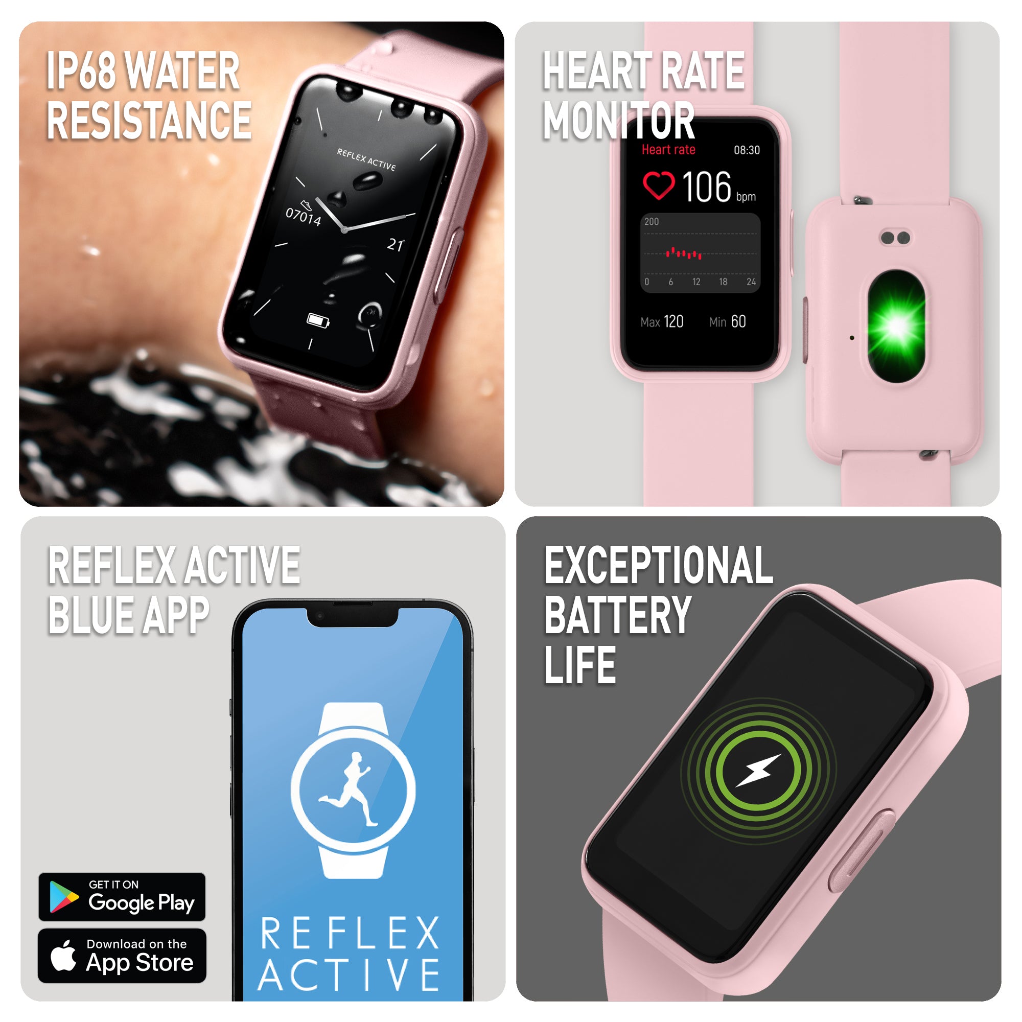 Reflex Active Nexus 100 Lite smartwatch rosa cinturino silicone