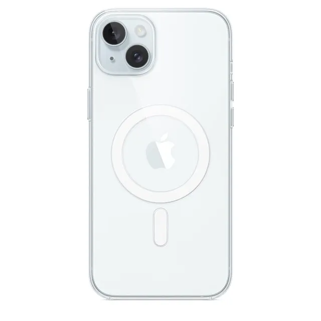 Apple custodia MagSafe trasparente iPhone 15 Plus anti ingiallimento