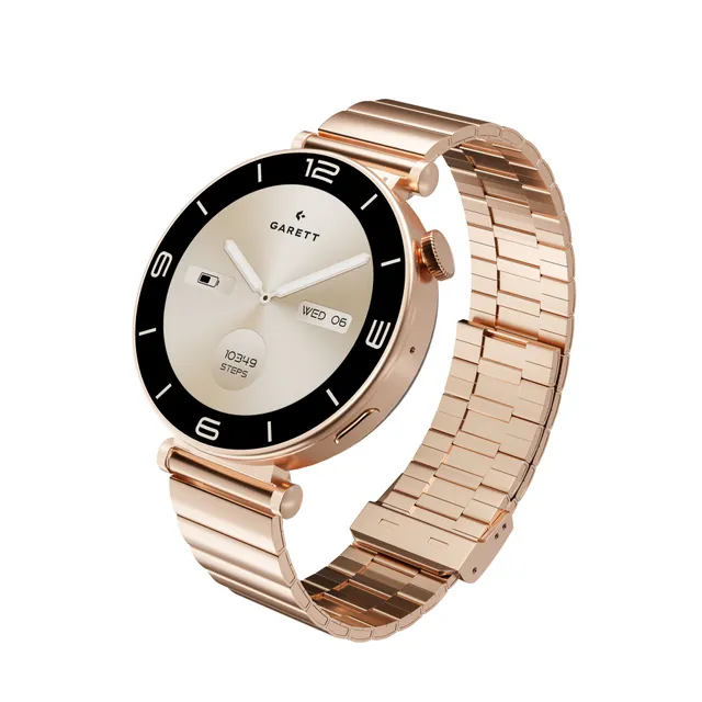 Garett Rose smartwatch oro rosa AMOLED bracciale+pelle