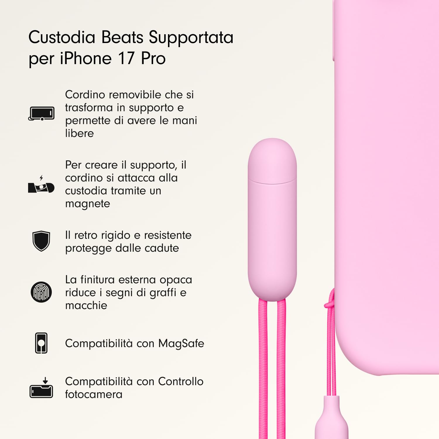 Beats custodia MagSafe iPhone 17 Pro rosa ciottolo