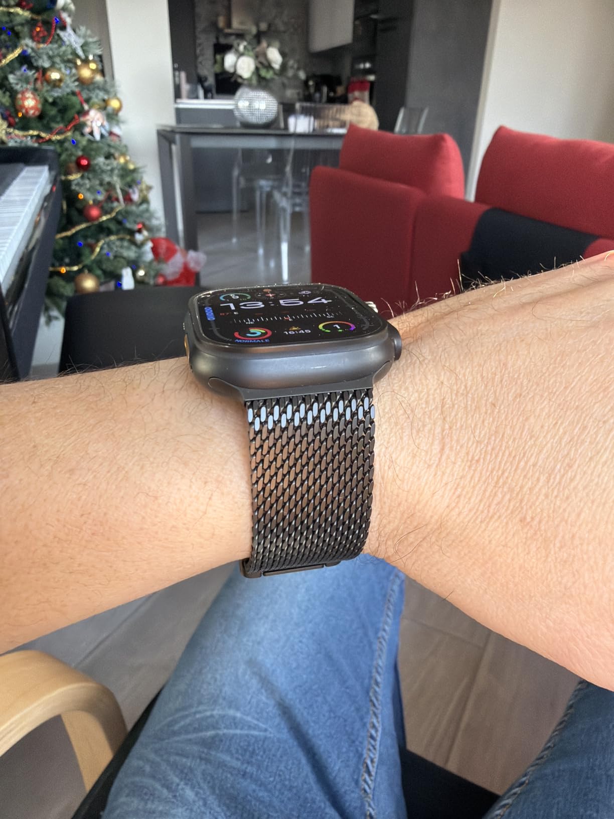 Apple Watch Loop Maglia Milanese 49mm Cinturino titanio Naturale Large
