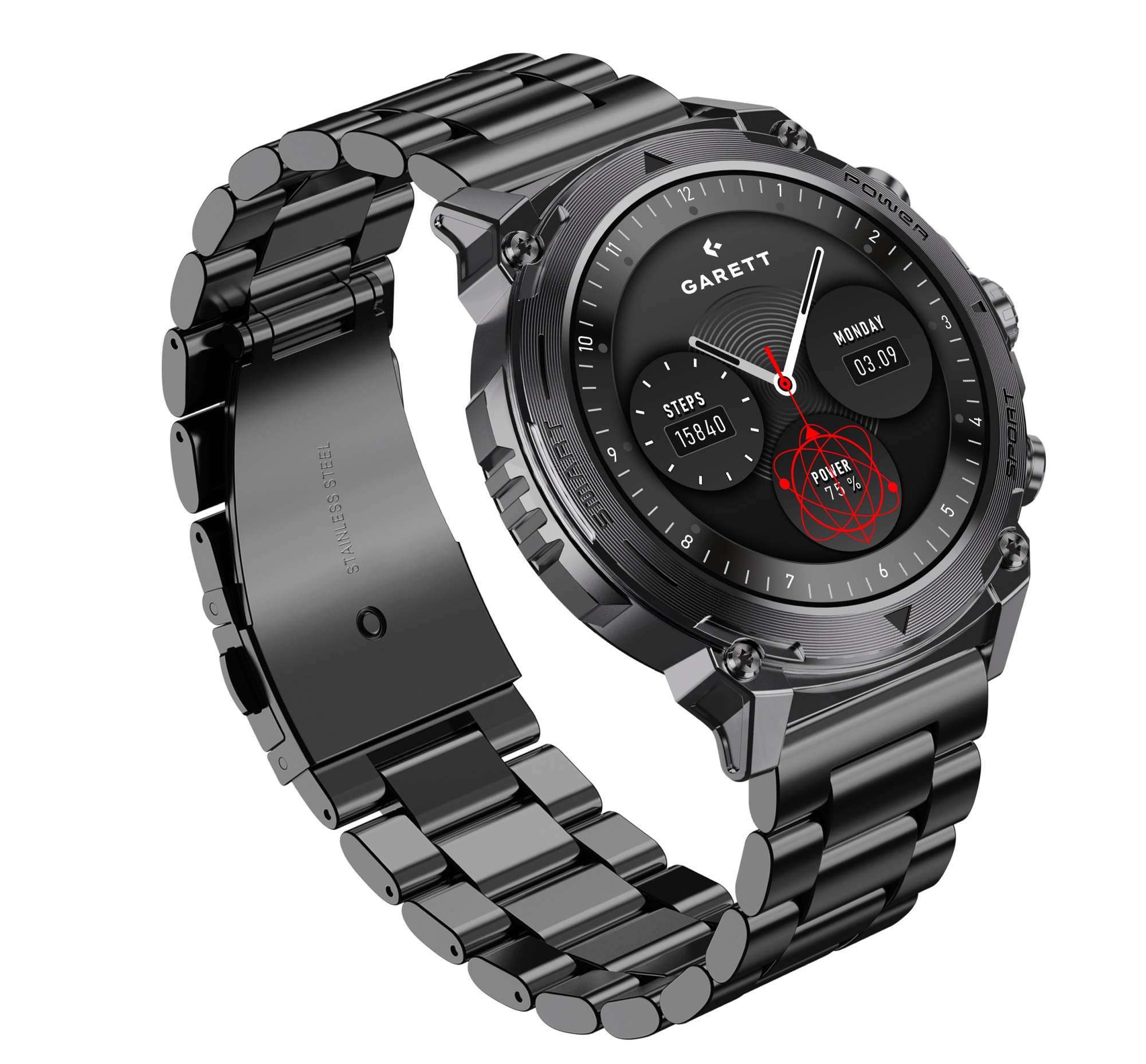 Garett Atom smartwatch nero acciaio 8 giorni