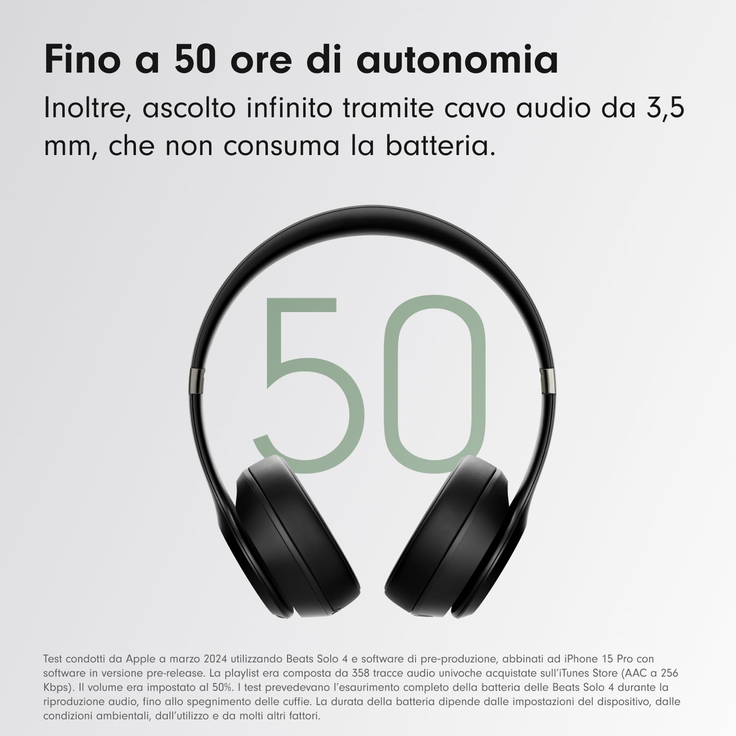 Beats Solo 4 Cuffie On-Ear Nero Opaco 50 Ore Autonomia