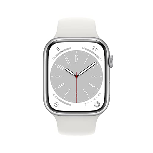 Apple Watch Series 8 GPS 45mm smartwatch argento cinturino bianco ossigeno