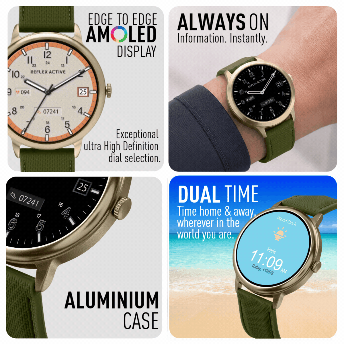 Reflex Active Spectra smartwatch khaki amoled 1,43"