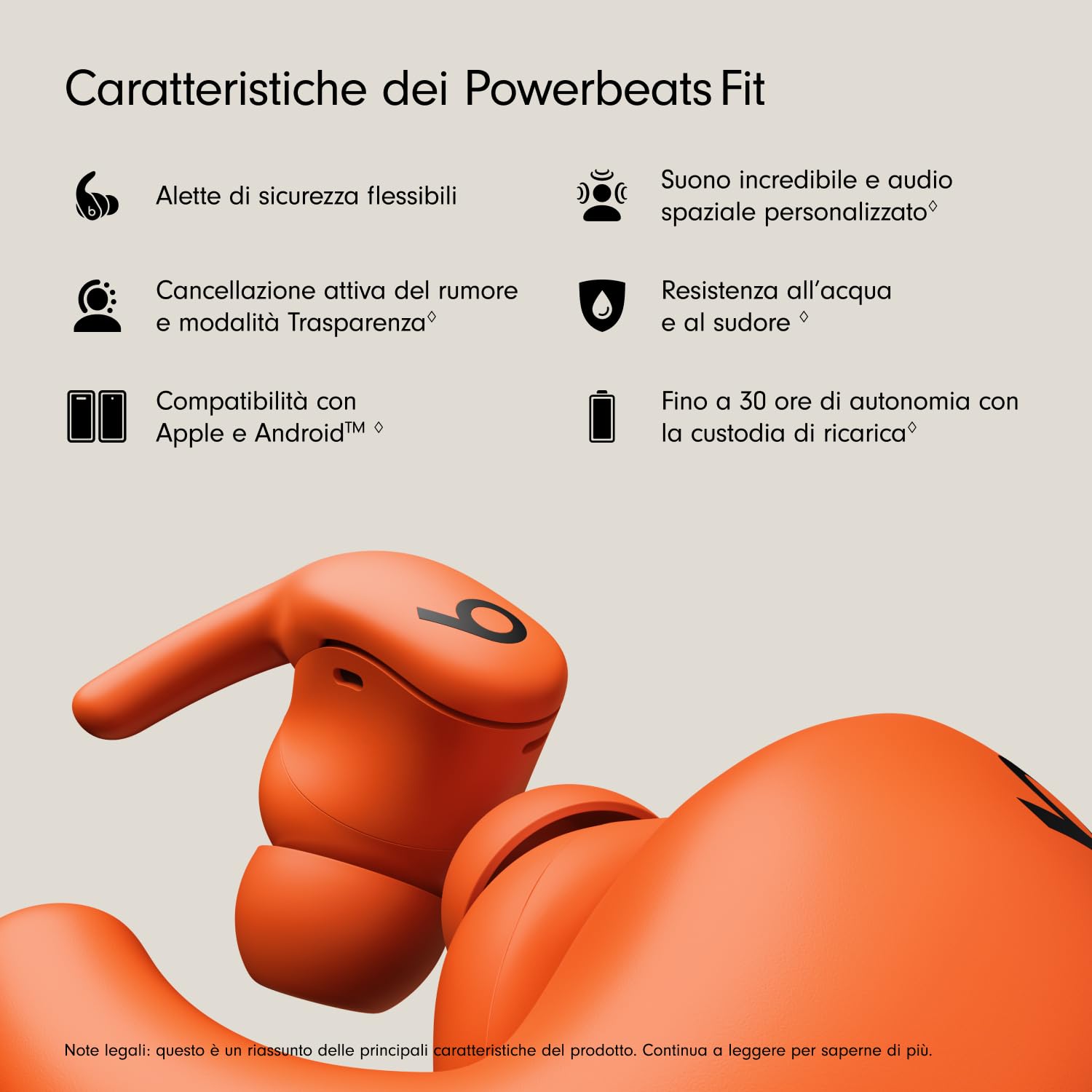 Beats Powerbeats Fit auricolari wireless spark orange IPX4 ANC