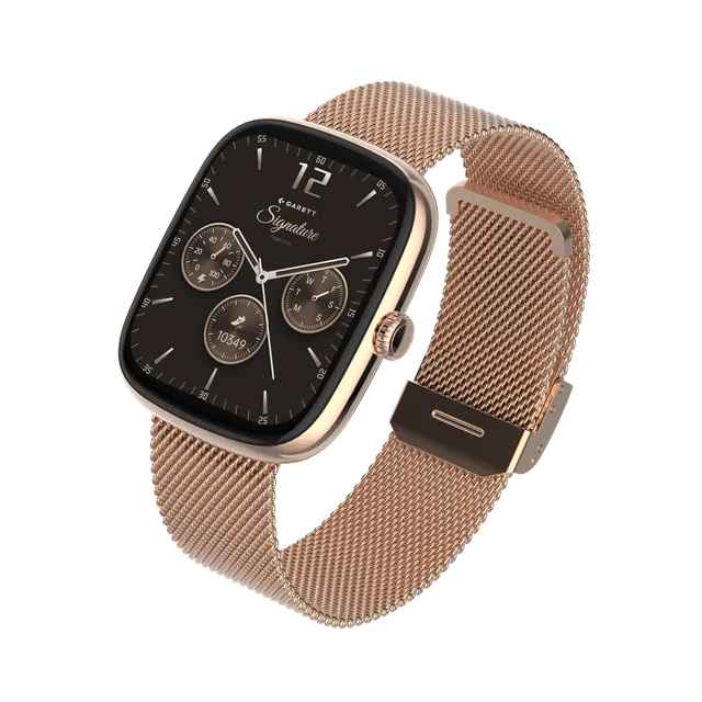 Garett Flow smartwatch oro rosa mesh AMOLED