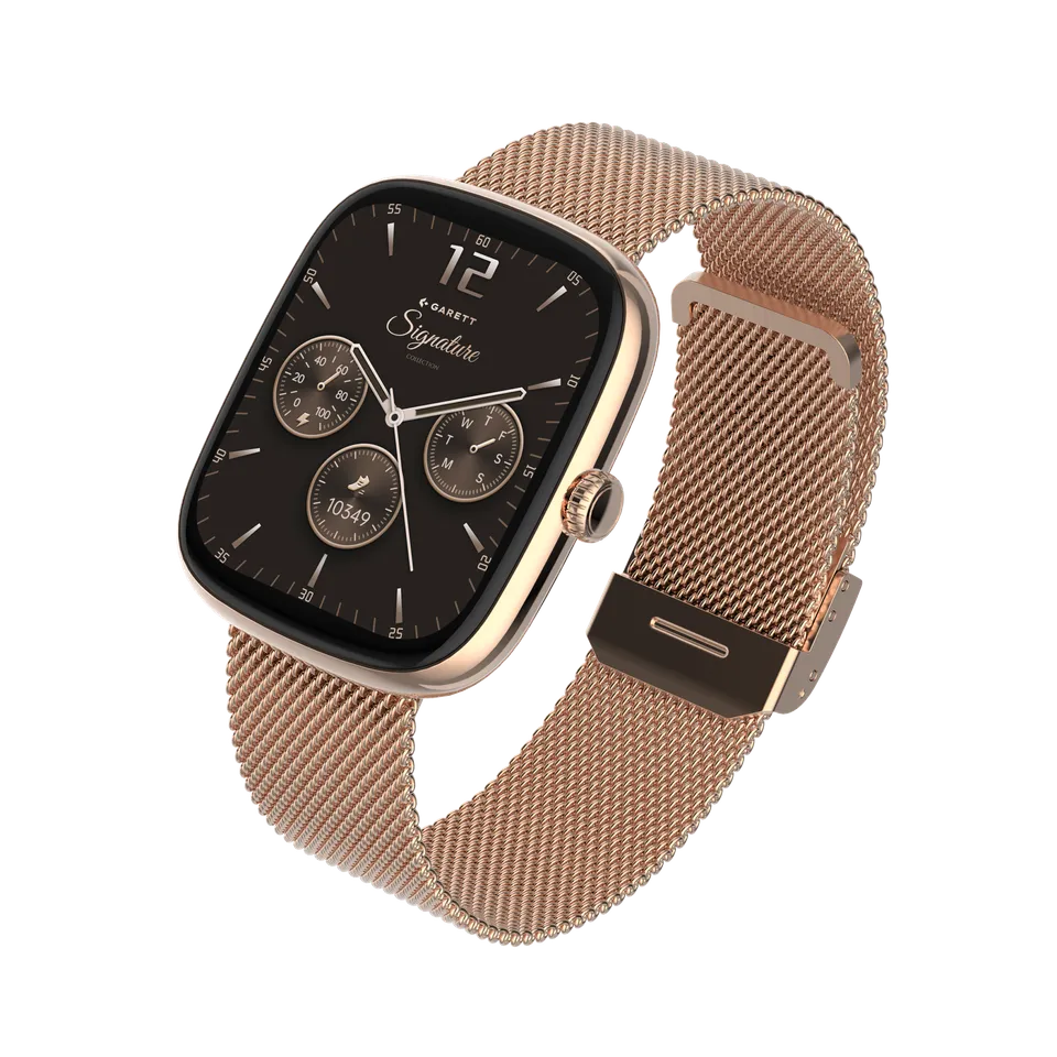 Garett Flow smartwatch oro rosa mesh AMOLED
