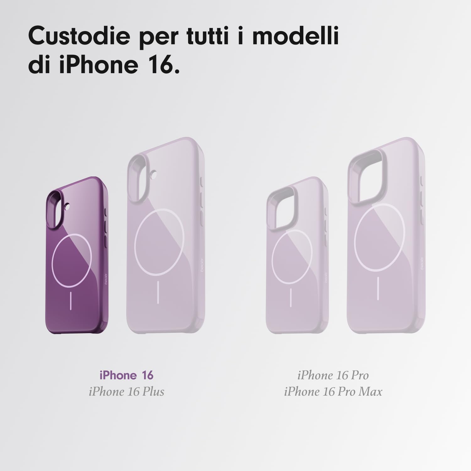Beats custodia iPhone 16 cover MagSafe tramonto viola antigraffio