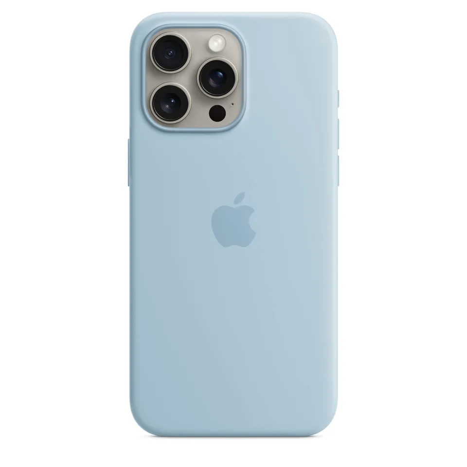 Apple iPhone 15 Pro Max custodia silicone blu chiaro MagSafe