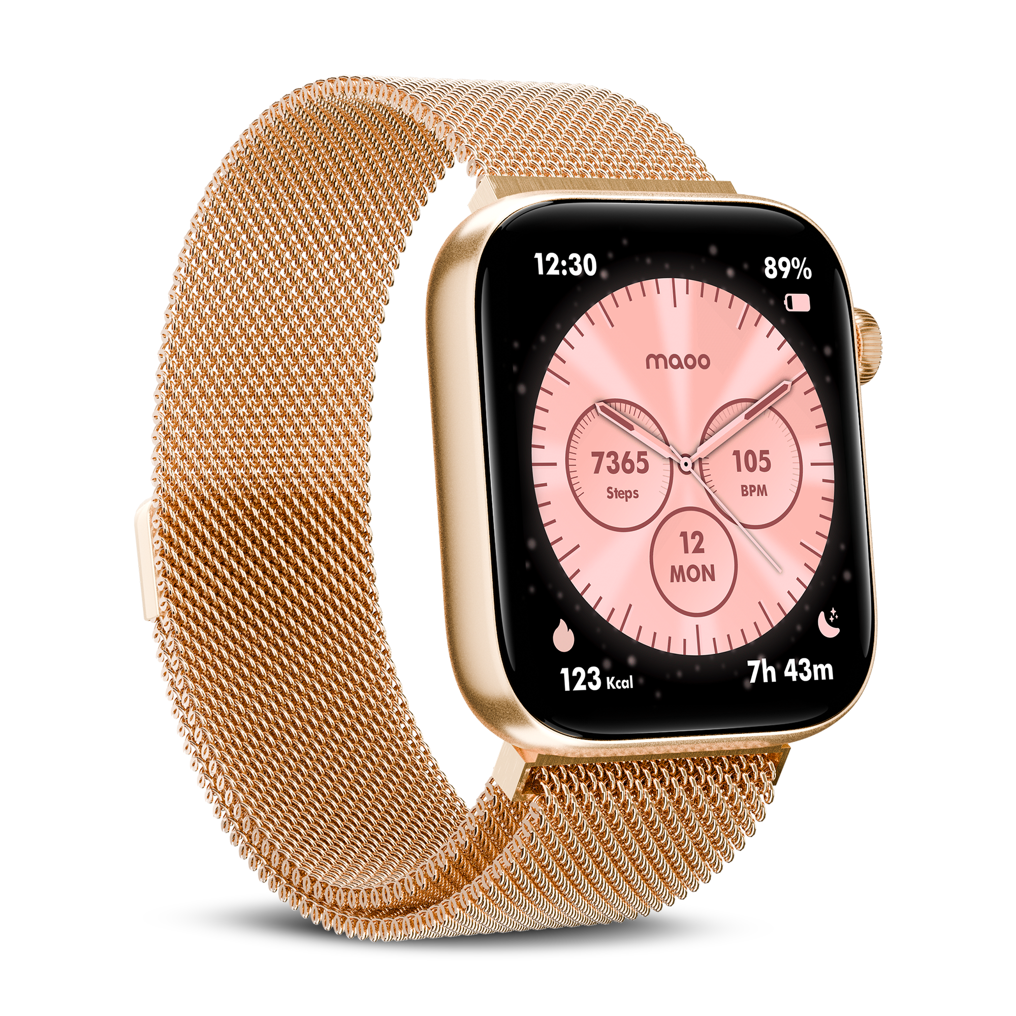 Maoo ProWatch smartwatch rosa oro AMOLED 1,85" battito
