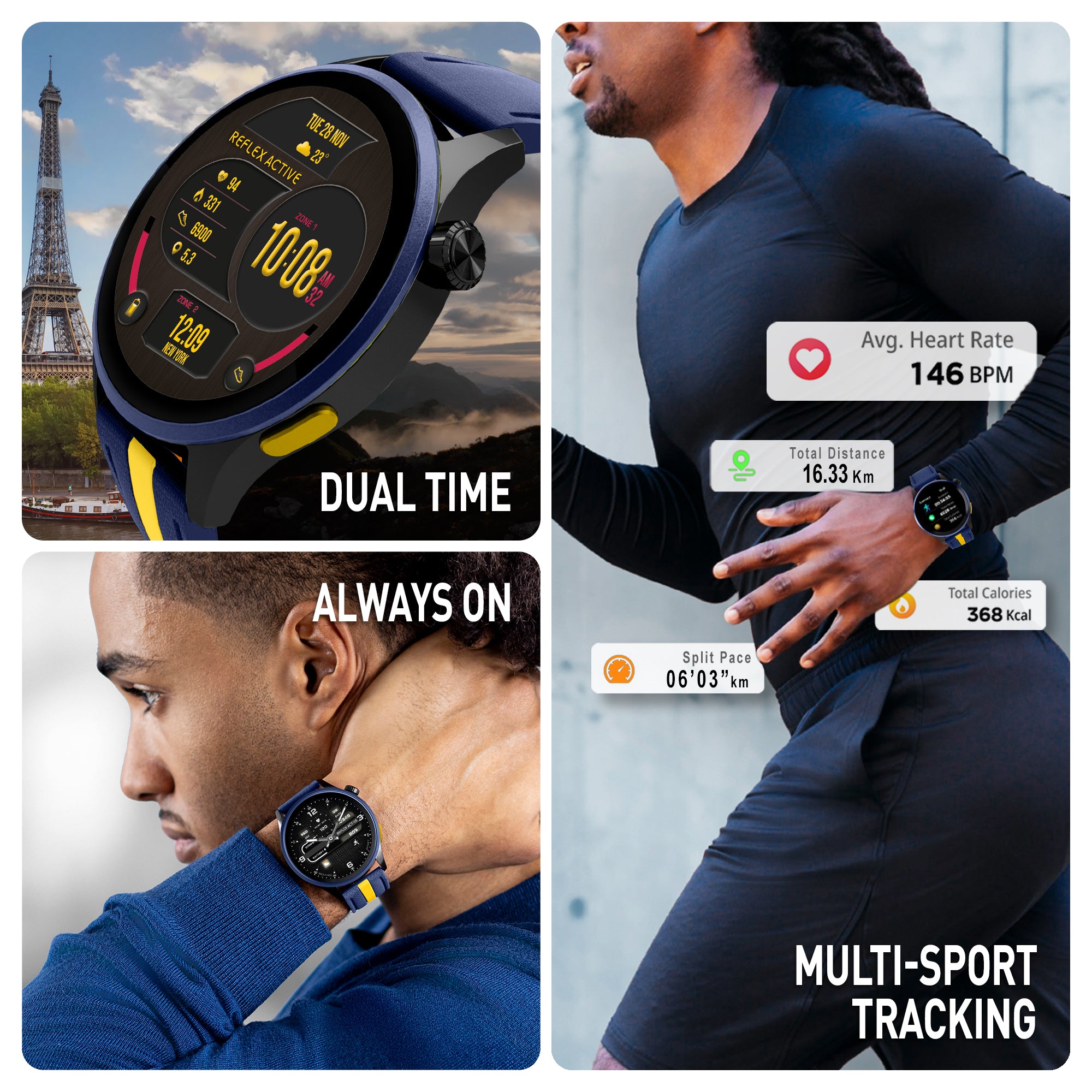 Reflex Active Venture 400 R smartwatch GPS blu giallo AMOLED