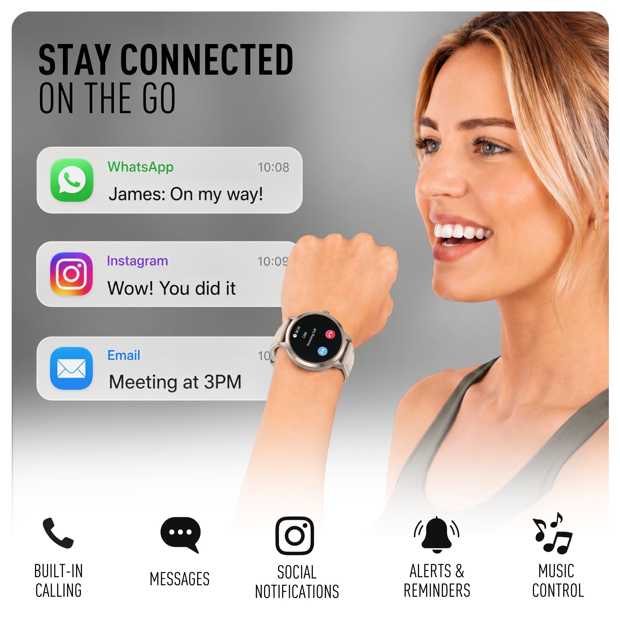 Reflex Active Spectra smartwatch tortora schermo AMOLED