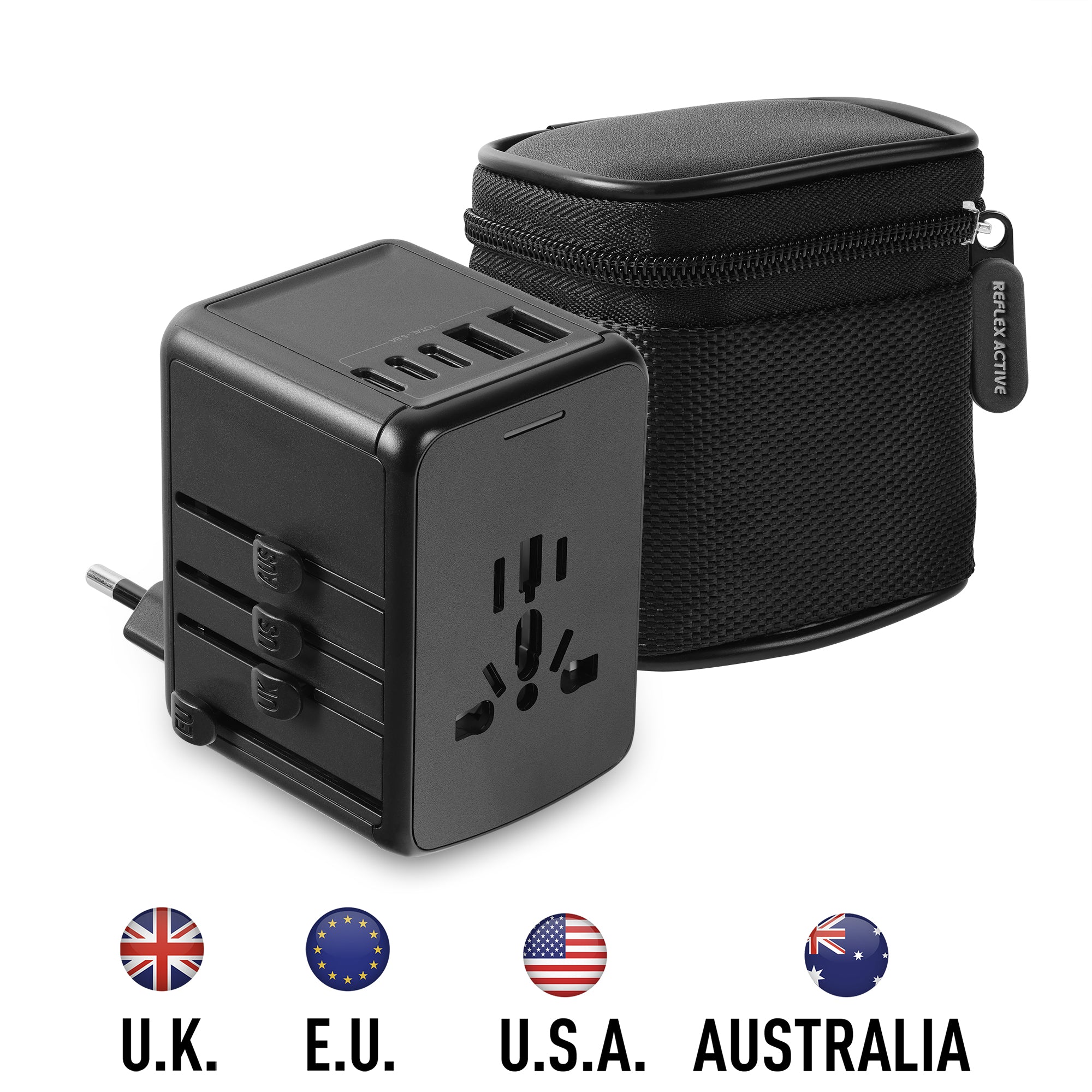 Reflex Active adattatore viaggio universale USB custodia