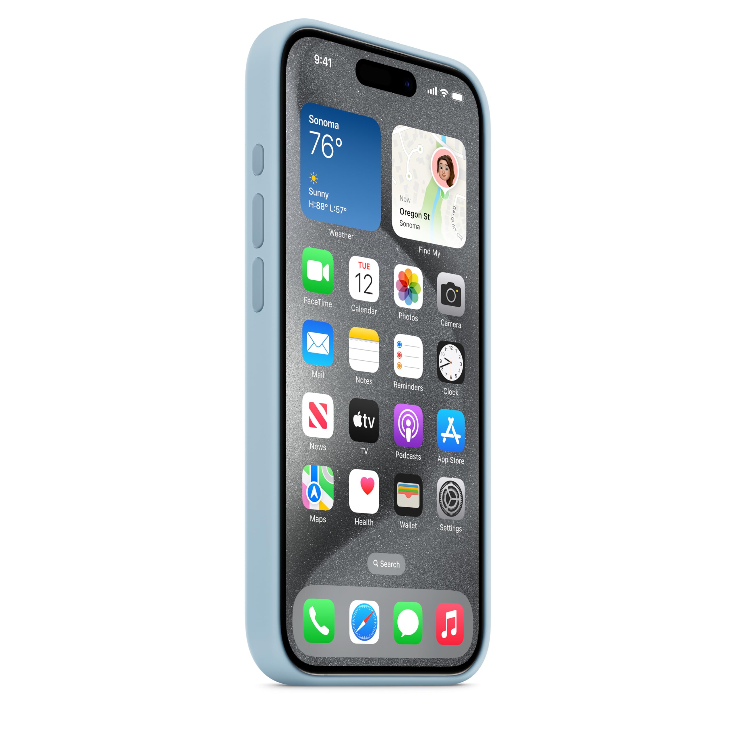 Apple iPhone 15 Pro custodia silicone blu chiaro MagSafe