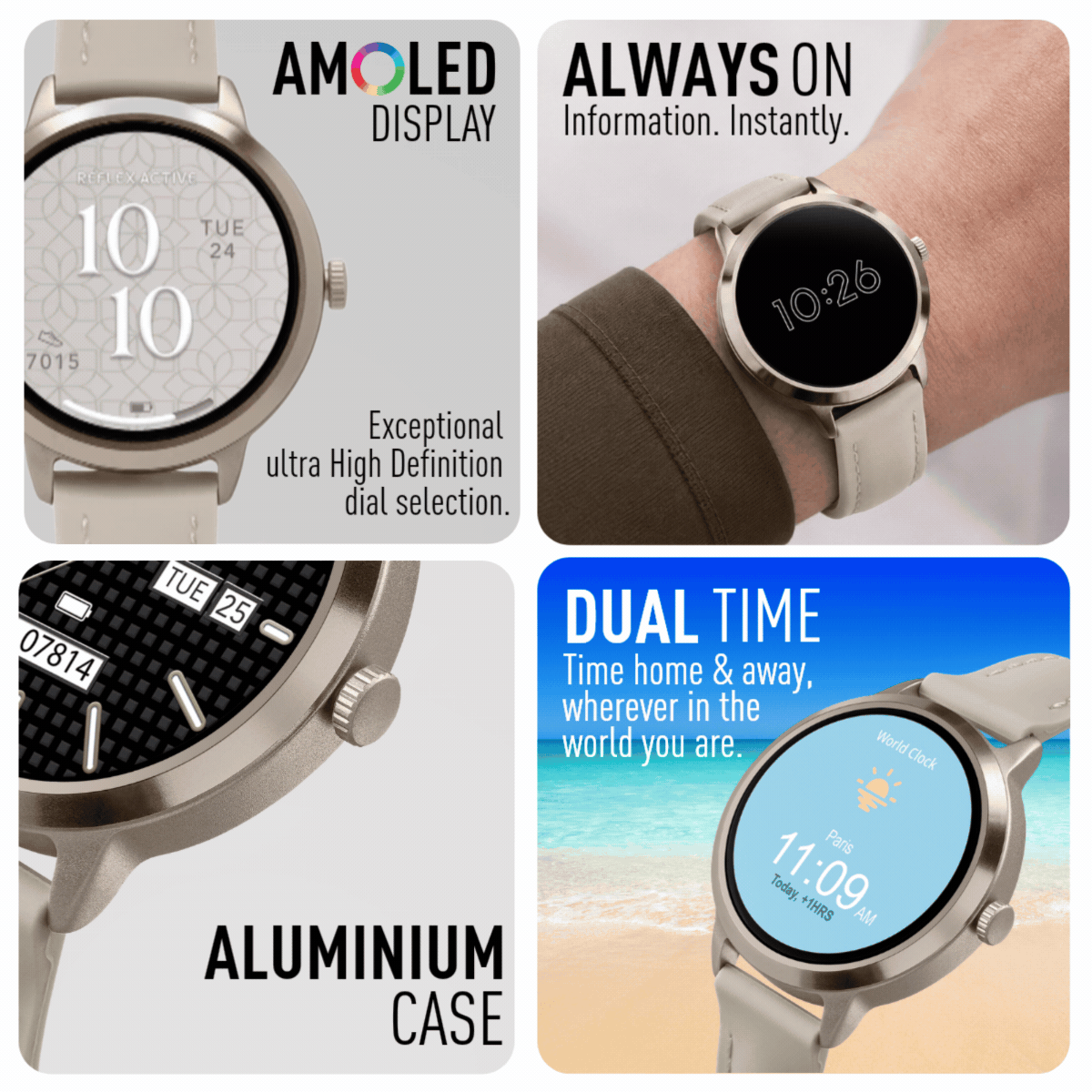 Reflex Active Spectra smartwatch tortora schermo AMOLED