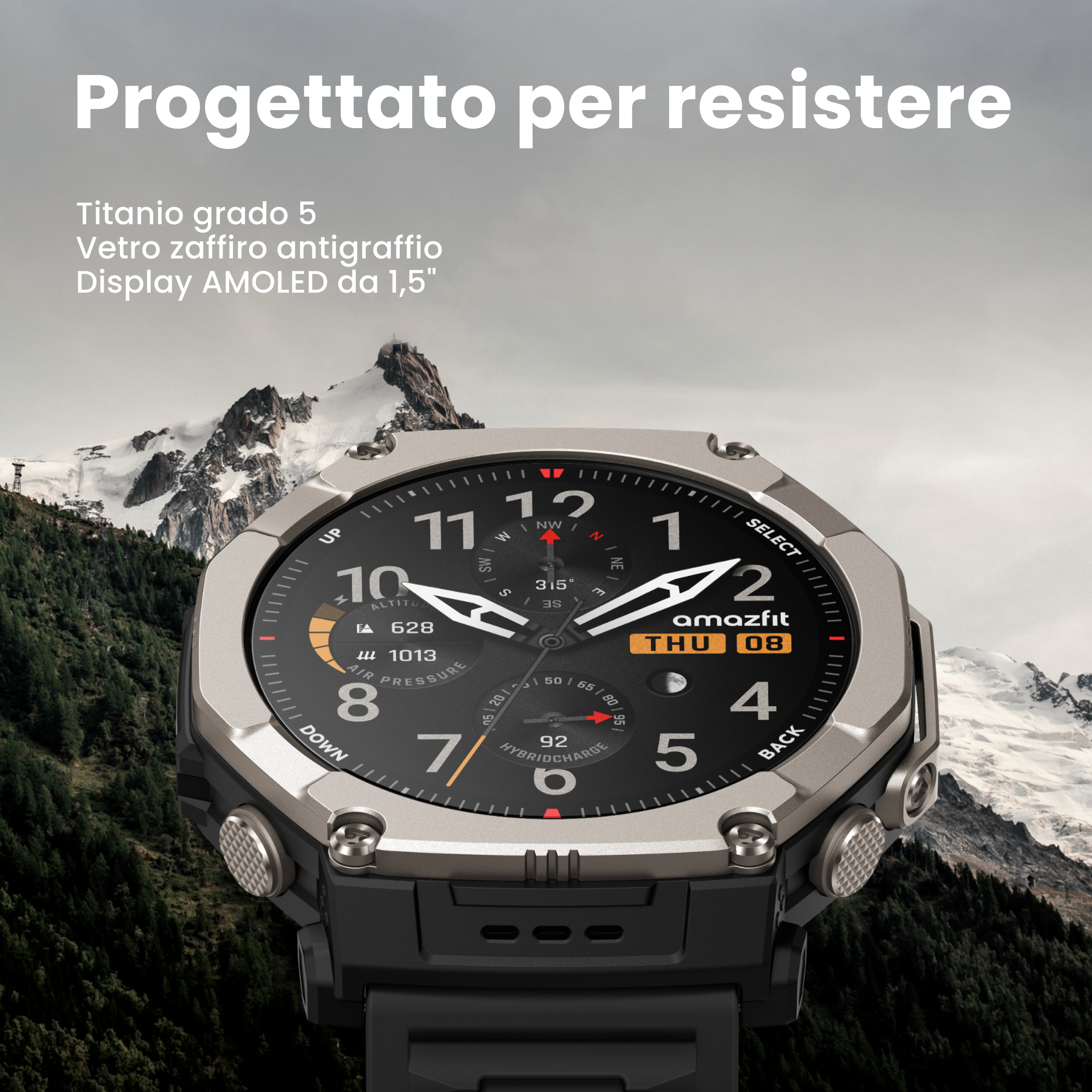 Amazfit T-Rex Ultra 2 smartwatch Black Magma titanio