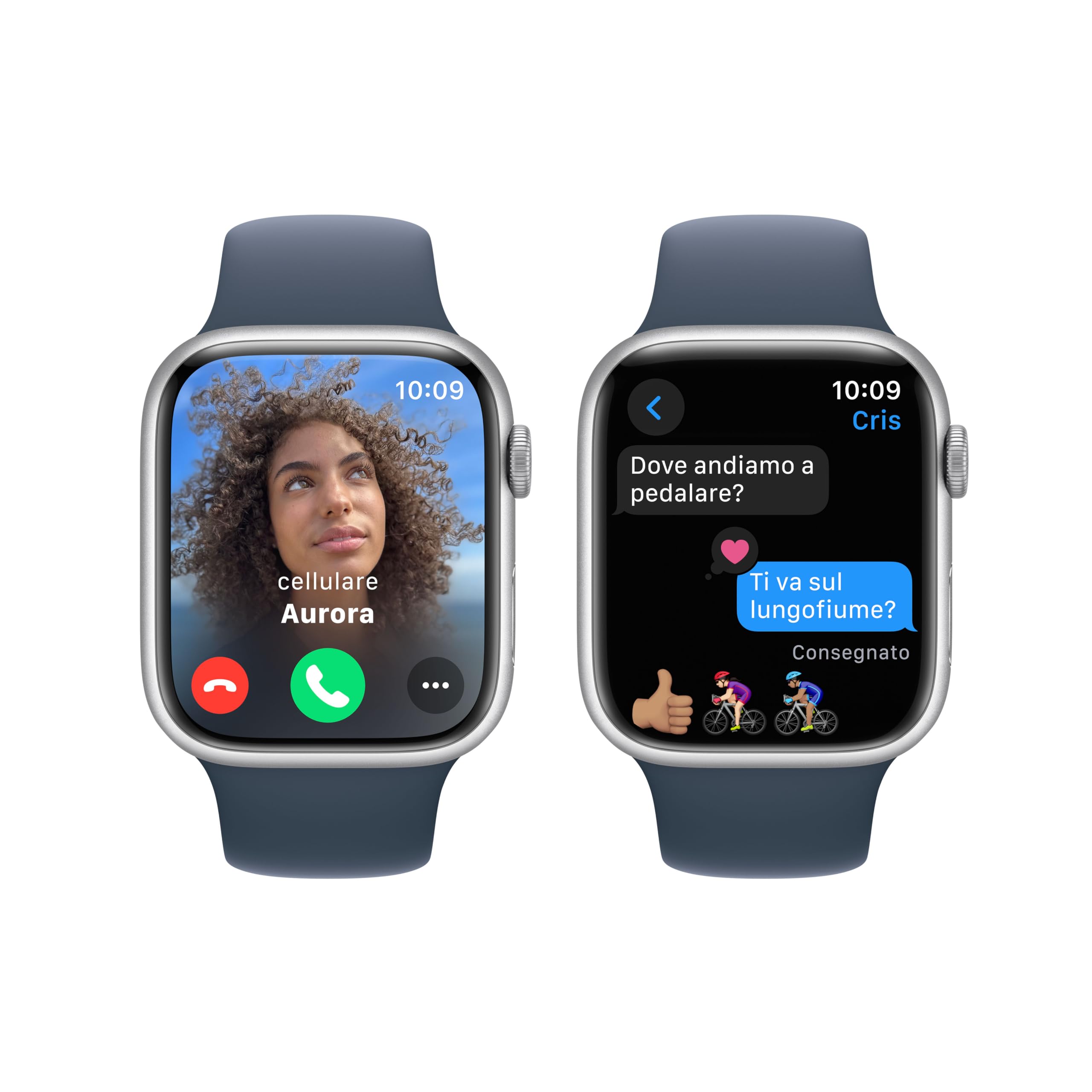 Apple Watch Series 9 GPS 45mm smartwatch argento blu tempesta